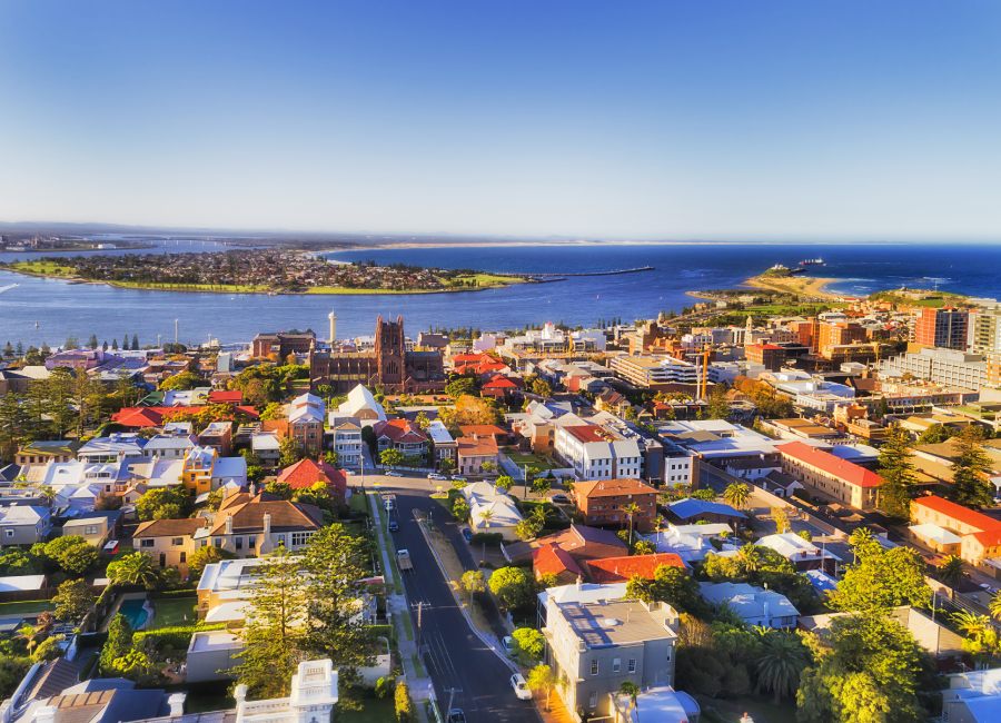aerial view of residential area in Newcastle NSW, Australia